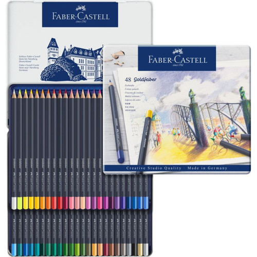 ESTUCHE DE METAL CON 48 LĂPICES DE COLORES GOLDFABER. FABER CASTELL 114748 - Imagen 3