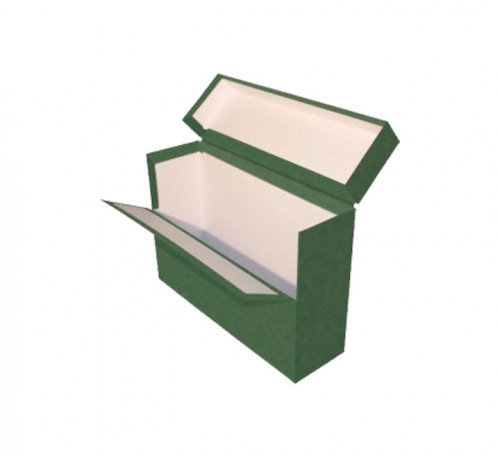 CAJA TRANSFERENCIA FOLIO DOBLE LOMO CARTON FORRADO EN GELTEX (39X25,5X20 CM) VERDE MARIOLA 1689VE
