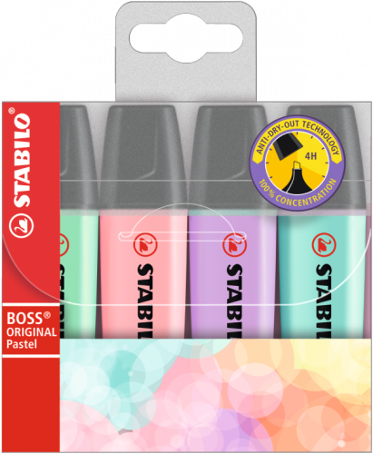 ESTUCHE WALLET 4 BOSS COLORES PASTEL SURTIDOS STABILO 70/4-3
