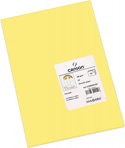PACK 50 HOJAS CARTULINA IRIS A3 185G AMARILLO LIMON CANSON C200040182