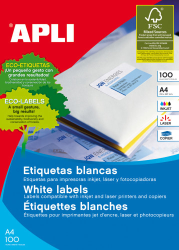 CAJA 100 HOJAS ETIQUETA BLANCA ILC 105X74 1279 APLI