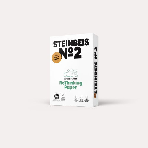 PAQUETE 500H PAPEL RECICLADO 80GR A4 TREND WHITE NÂș2 ISO80 STEINBEIS 40002164