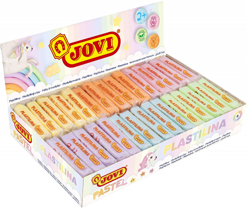 CAJA EXPOSITORA 30 PASTILLAS PLASTILINA 50 G COLORES PASTEL (5 UDS X 6 COLORES) JOVI 70P