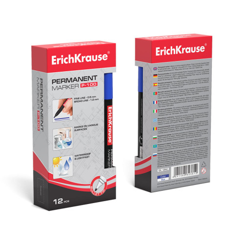 MARCADOR PERMANENTE P-100 AZUL ERICH KRAUSE 12842 - Imagen 3