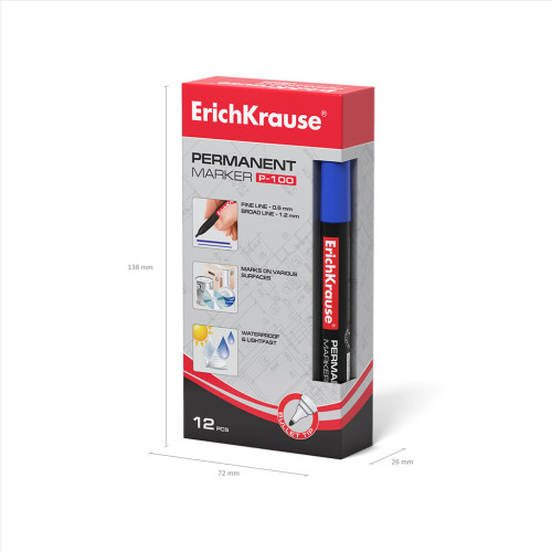 MARCADOR PERMANENTE P-100 AZUL ERICH KRAUSE 12842 - Imagen 5