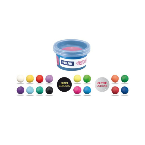 MALETÍN 16 BOTES PASTA BLANDA SOFT DOUGH DE 30GR COLORES SURTIDOS (INCLUYE NEÓN Y GLITTER) MILAN 913316SC - Imagen 4