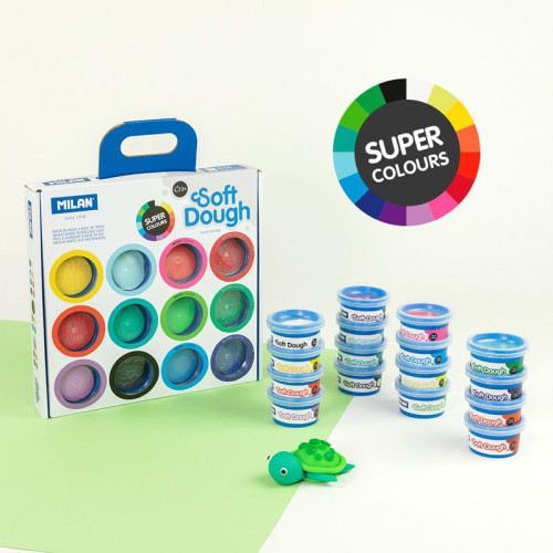 MALETÍN 16 BOTES PASTA BLANDA SOFT DOUGH DE 30GR COLORES SURTIDOS (INCLUYE NEÓN Y GLITTER) MILAN 913316SC - Imagen 6