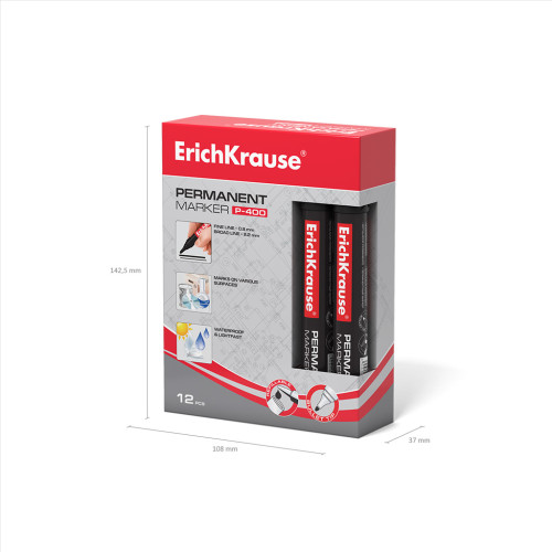 ErichKrause P-400 marcador 1 pieza(s) Punta redonda Negro - Imagen 5