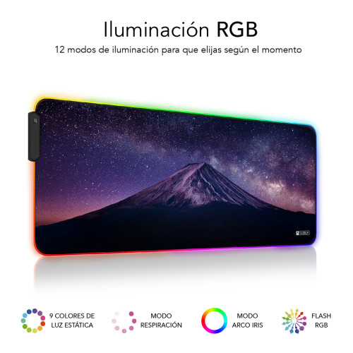 SUBBLIM Alfombrilla/Tapete Ratón con Luz LED RGB 9 colores Extra Grande Montaña - Imagen 2