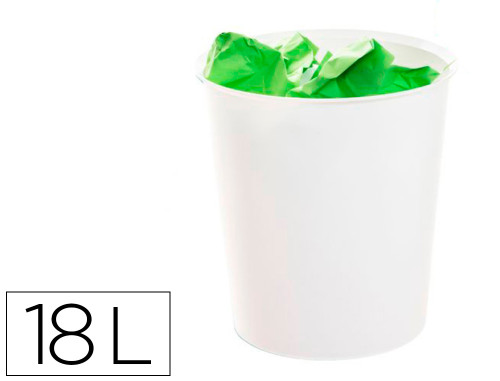 PAPELERA ECOGREEN 100% RECICLADO Y RECICLABLE BLANCO PASTEL 18 LITROS 290X310 MM ARCHIVO 2000 2001 BL PS