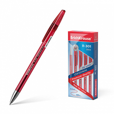 BOLĂGRAFO DE GEL R-301 ORIGINAL GEL 0.5, COLOR DE LA TINTA: ROJO ERICH KRAUSE 42722