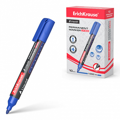 MARCADOR PERMANENTE CON TINTA LĂQUIDA LP-600 COLOR AZUL ERICH KRAUSE 48770