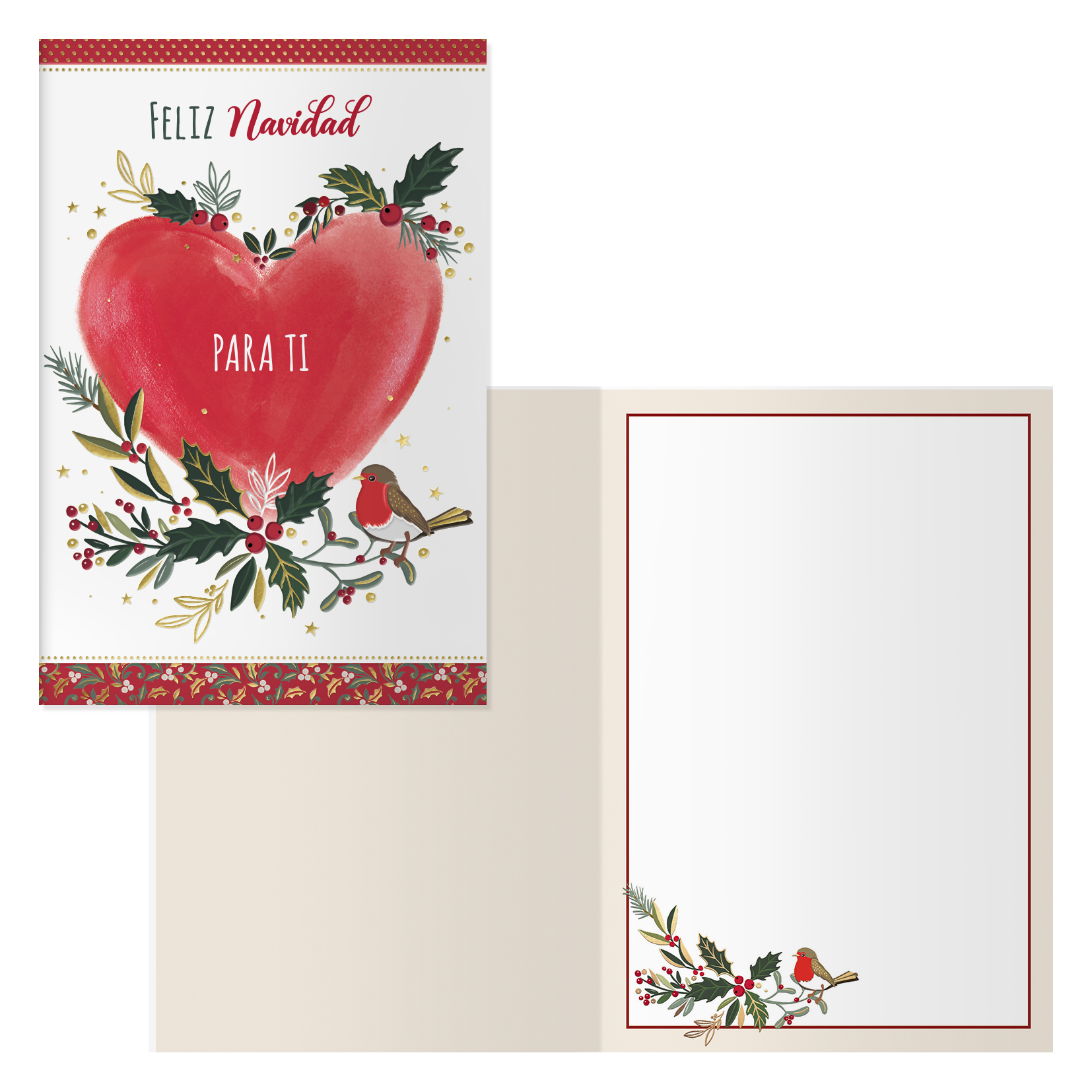 PACK 6 TARJETAS DE FELICITACIÓN NAVIDAD - TAMAÑO 11,5 X 17 CM - MODELO CORAZÓN DOHE 70019 - Imagen 2