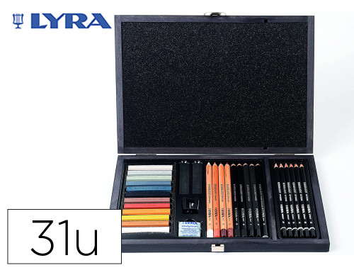 SET DIBUJO CAJA DE MADERA 31 UDS. LYRA L2054002