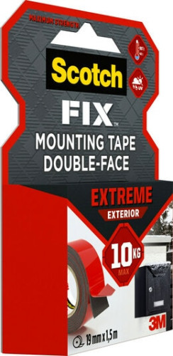 ROLLO CINTA DE MONTAJE DOBLE CARA EXTREME EXTERIORES 19MM X 1,5M HASTA 10KG FIX PT1100-1915-P SCOTH 7100272781 - Imagen 9
