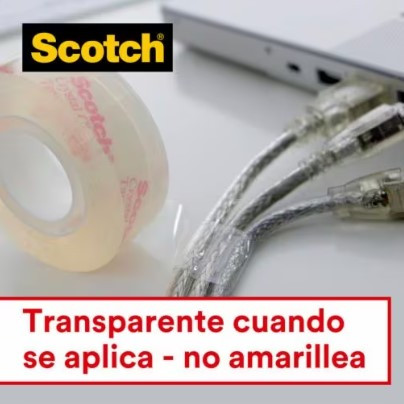 PACK 2+1 ROLLOS CINTA SUPERTRANSPARENTE 19MM × 7,5M CRYSTAL CON DISPENSADOR 6-1975C3 SCOTH 7100088402 - Imagen 2