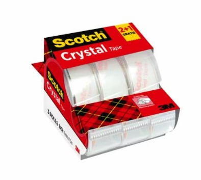 PACK 2+1 ROLLOS CINTA SUPERTRANSPARENTE 19MM × 7,5M CRYSTAL CON DISPENSADOR 6-1975C3 SCOTH 7100088402