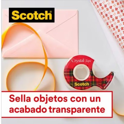 PACK 2+1 ROLLOS CINTA SUPERTRANSPARENTE 19MM × 7,5M CRYSTAL CON DISPENSADOR 6-1975C3 SCOTH 7100088402 - Imagen 3
