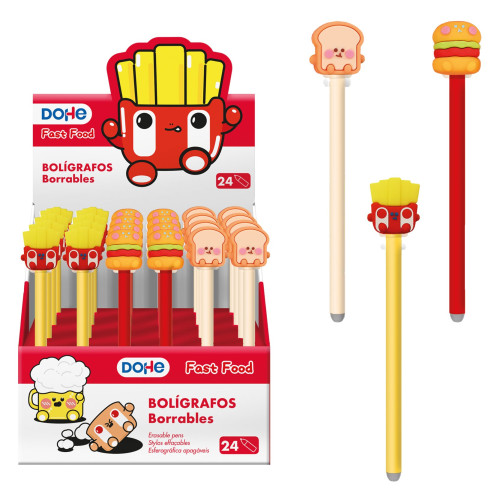EXPOSITOR CON 24 BOLĂGRAFOS BORRABLES FAST FOOD DOHE 79688