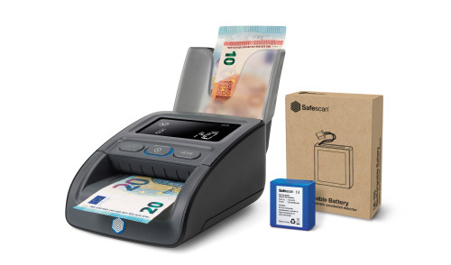 PACK DETECTOR BILLETES FALSOS 155-S + APILADOR RS-100 + BATERIA RECLARGABLE LB-105 SAFESCAN 112-0732