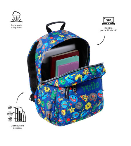MOCHILA ACUARELES TELLO (33 X 44 X 14) - 20L TOTTO MA04ECO021-2416N-8JZ - Imagen 2
