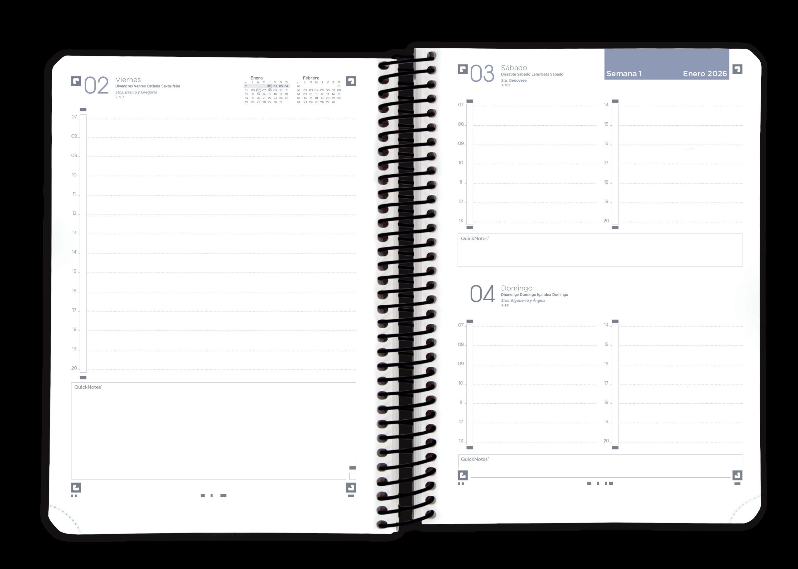 AGENDA 2026 LIVE&GO A5 15X21CM DIA PAGINA COLOR NEGRO OXFORD 400201730 - Imagen 2