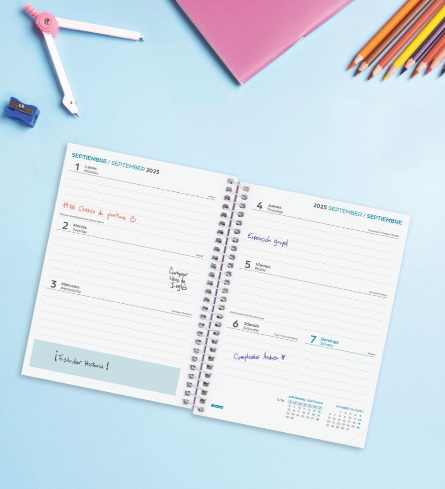 AGENDA ESCOLAR 2025-2026 COOL 8ยบ 120X164 SEMANA VISTA HORIZONTAL ROSA+ FINOCAM 645000426 - Imagen 4