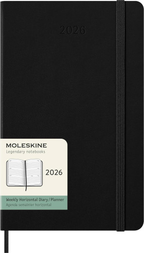 AGENDA 2026 TAPA DURA 12 MESES SEMANAL HORIZONTAL L (13 X 21 CM) NEGRA MOLESKINE DHB12WH3Y26
