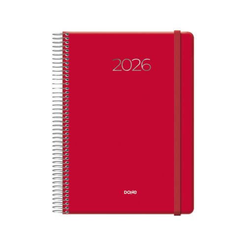 AGENDA 2026 DENVER ESPIRAL DÍA PÁGINA 15 X 21 CM. COLOR ROJO DOHE 12719 - 26