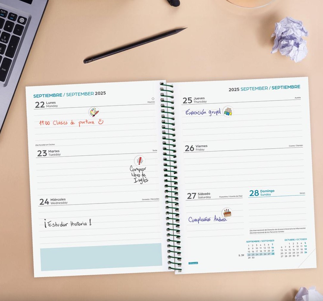AGENDA ESCOLAR 2025-2026 SECUNDARIA 4ยบ 155X212 SEMANA VISTA HORIZONTAL FIORI+ FINOCAM 634204926 - Imagen 3