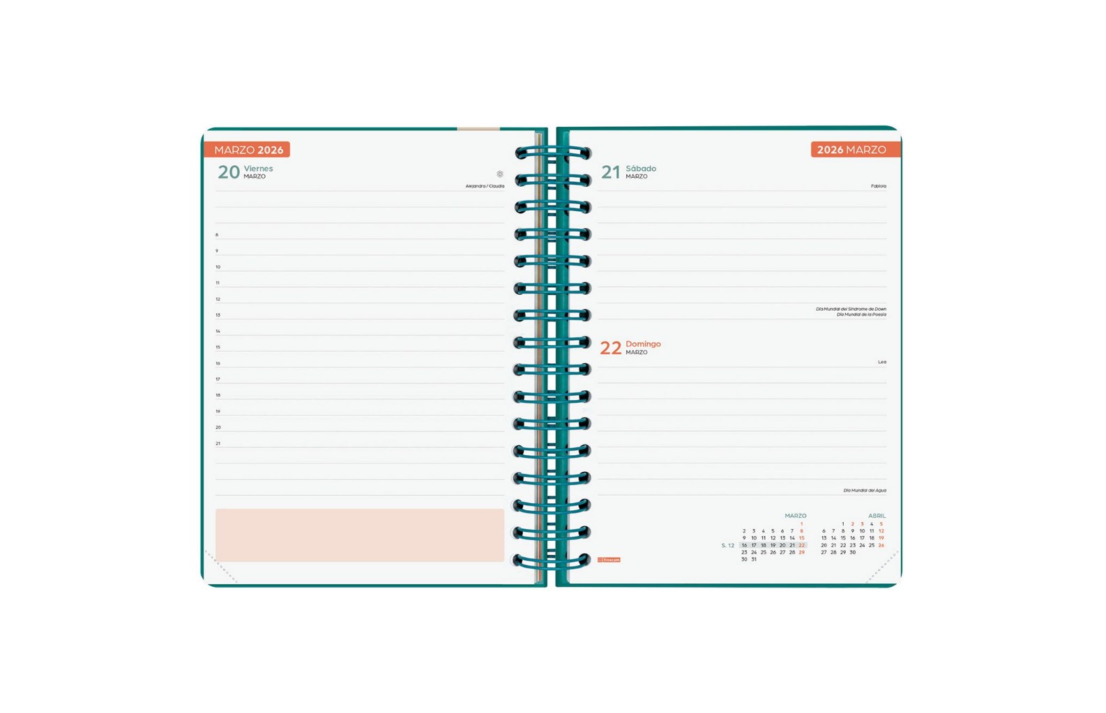 AGENDA ESCOLAR 2025-2026 CURSO COSMO 4ยบ 155X212 1DIA PAGINA AQUA+ FINOCAM 537070426 - Imagen 3