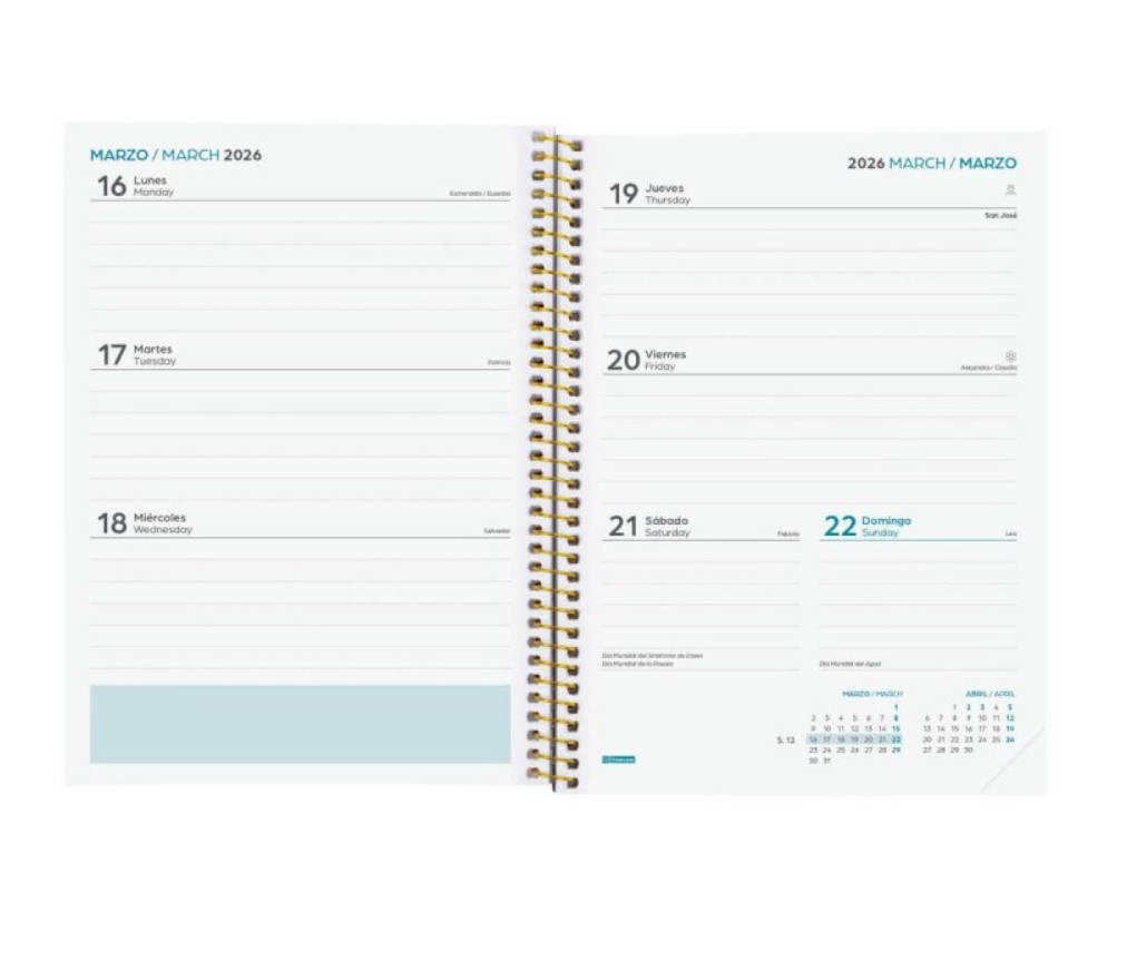 AGENDA ESCOLAR 2025-2026 SECUNDARIA 4ยบ 155X212 SEMANA VISTA HORIZONTAL TROPICAL+ FINOCAM 634205026 - Imagen 2