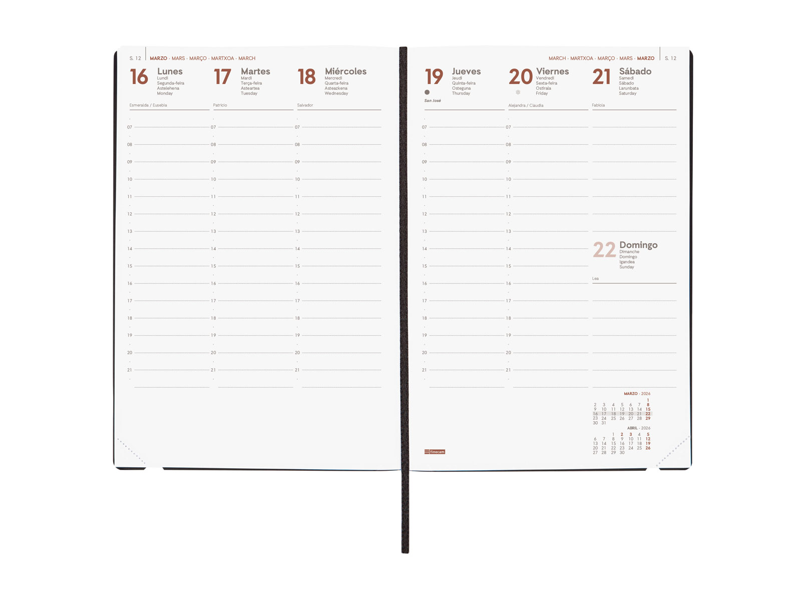 AGENDA 2026 DYNAMIC MARA Y10 140X204MM SEMANA VISTA VERTICAL ROJO FINOCAM 621123026 - Imagen 4