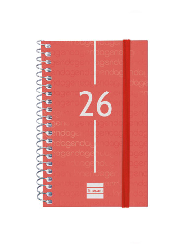 AGENDA 2026 BASIC YEAR E3 79X127MM SEMANA VISTA HORIZONTAL ROJO FINOCAM 741423026