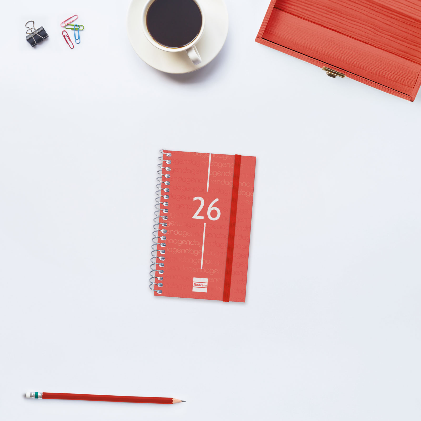 AGENDA 2026 BASIC YEAR E3 79X127MM SEMANA VISTA HORIZONTAL ROJO FINOCAM 741423026 - Imagen 3