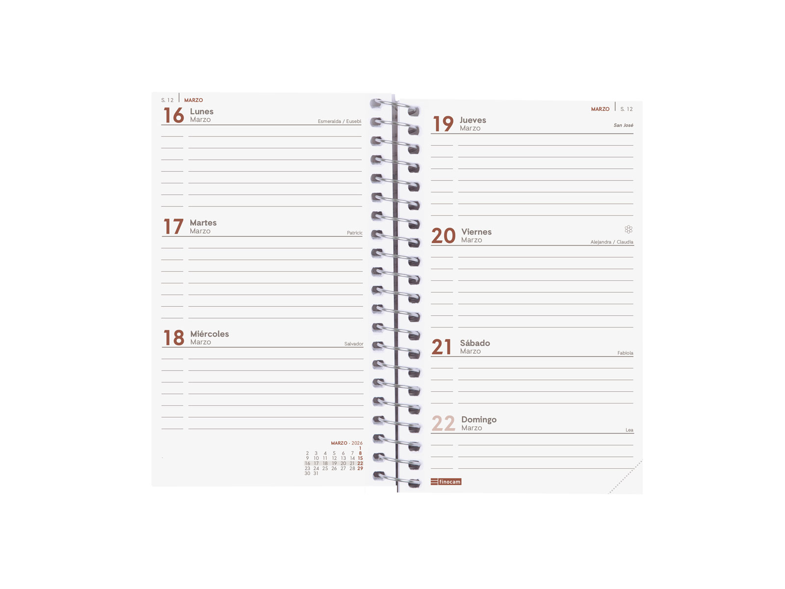 AGENDA 2026 BASIC YEAR E3 79X127MM SEMANA VISTA HORIZONTAL ROJO FINOCAM 741423026 - Imagen 4
