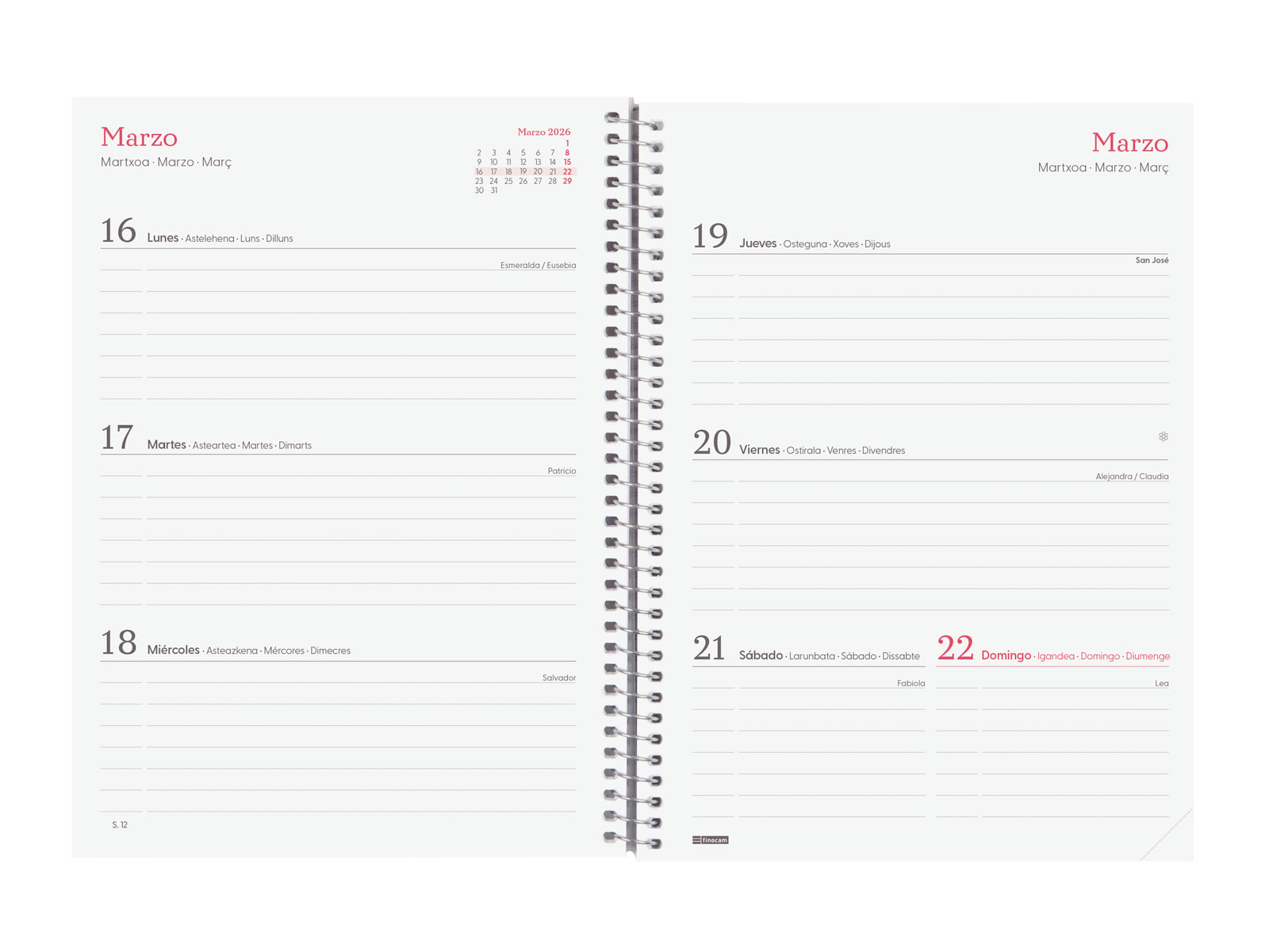AGENDA 2026 TRENDY DESIGN E10 155X212MM SEMANA VISTA HORIZONTAL IMPOSIBLE FINOCAM 742232526 - Imagen 3
