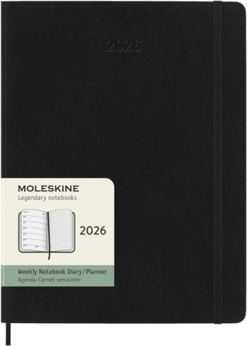 AGENDA 2026 TAPA BLANDA 12 MESES SEMANAL XL (19 X 25 CM) NEGRA MOLESKINE DSB12WN4Y26
