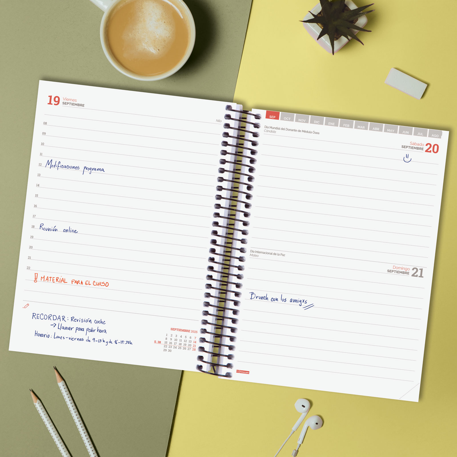 AGENDA ESCOLAR 2025-2026 ESPIR E10-155X212 1DIA PAGINA NEGRO+ FINOCAM 633126026 - Imagen 2