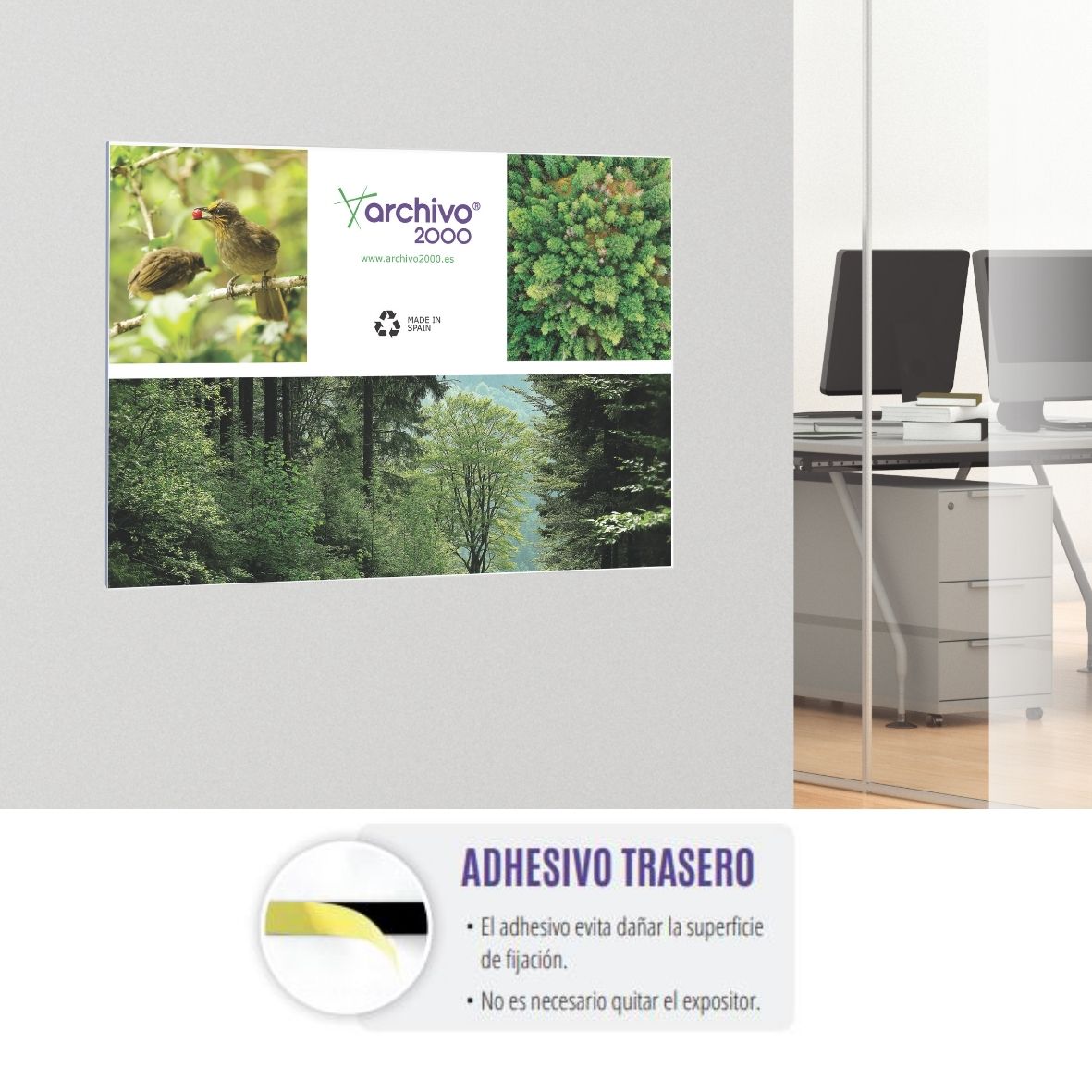 PORTAFOLLETOS MURAL PREMIUM A5 HORIZONTAL ADHESIVO 210x150MM ARCHIVO 2000 6155ACSTP - Imagen 3