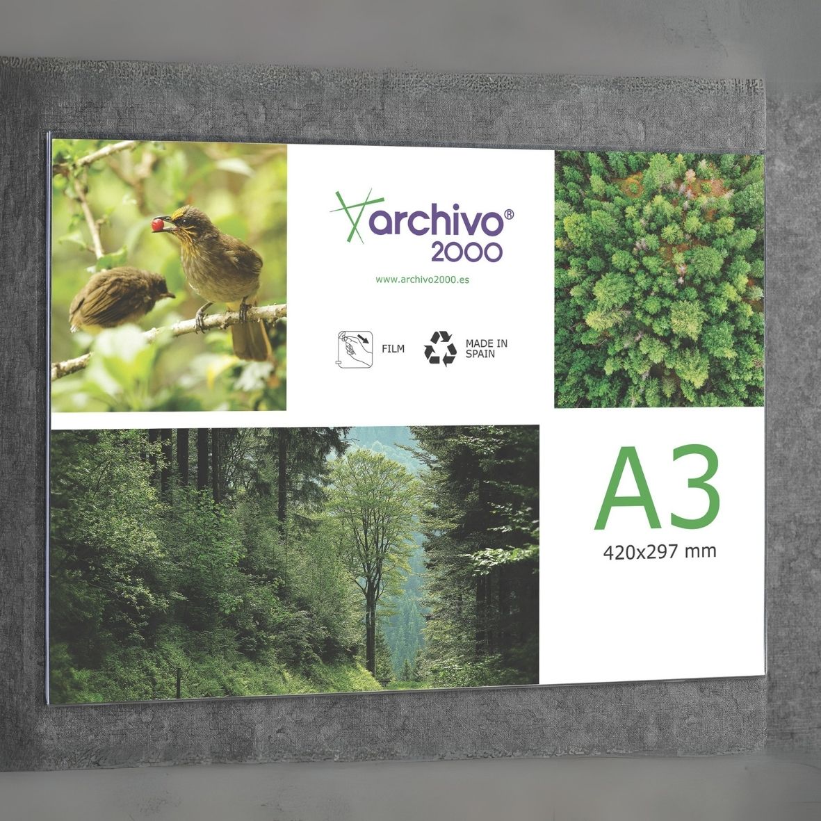 PORTAFOLLETOS MURAL PREMIUM A3 HORIZONTAL ADHESIVO 420x300MM ARCHIVO 2000 6157ACSTP - Imagen 2