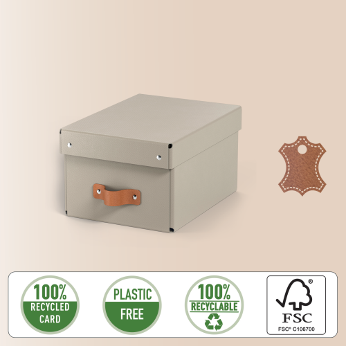 PACK 2 CAJAS DE ALMACENAMIENTO CARTÓN PEQUEÑA COLOR BEIGE LEITZ 61470012 - Imagen 4