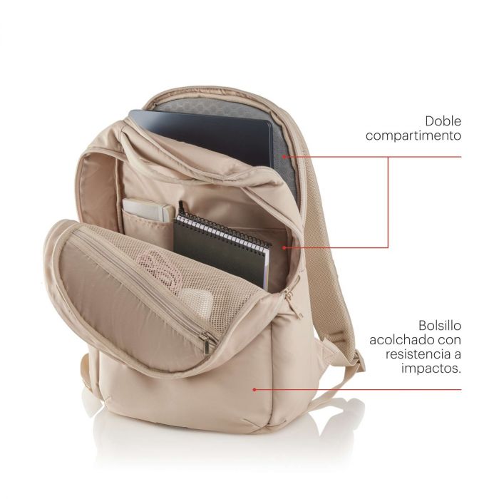 MOCHILA MEDIANA COLOR BEIGE BAG TO WORK MIQUELRIUS MR19564 - Imagen 2