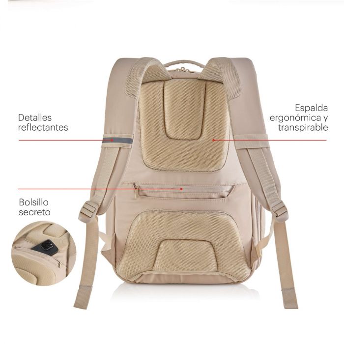 MOCHILA MEDIANA COLOR BEIGE BAG TO WORK MIQUELRIUS MR19564 - Imagen 4