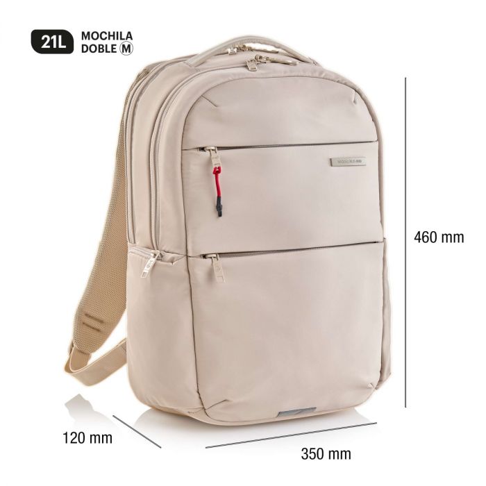 MOCHILA MEDIANA COLOR BEIGE BAG TO WORK MIQUELRIUS MR19564 - Imagen 5
